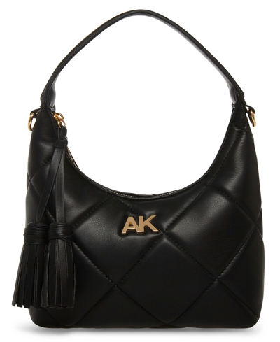 Anne Klein Women's Quilted Top Zipper Shoulder Bag In Black