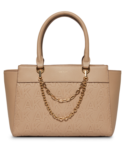 Anne Klein Women's Embossed Crossbody Bag With Swag Chain In Beige