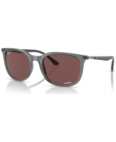 Ray Ban Unisex Polarized Sunglasses, Rb438654-p In Transparent Gray