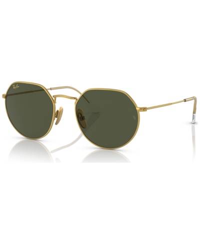 Ray Ban Jack Titanium Sunglasses Gold Frame Green Lenses 53-20