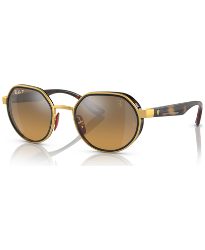 Ray Ban Ray-ban Rb3703m Scuderia Ferrari Collection 51 Unisex Polarized Sunglasses In Gold-tone