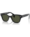 Ray Ban Doreen Sunglasses Black Frame Green Lenses 52-20 In Black