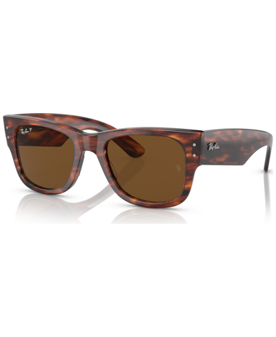 Ray Ban Ray-ban Mega Wayfarer 52 Unisex Polarized Low Bridge Fit Sunglasses In Striped Havana