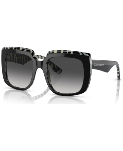 Dolce & Gabbana Women's Low Bridge Fit Sunglasses, Dg4414f54-y In Top Black On Zebra