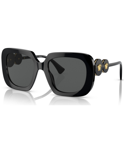 Versace Women's Low Bridge Fit Sunglasses, Ve4434 In Black / Dark / Grey