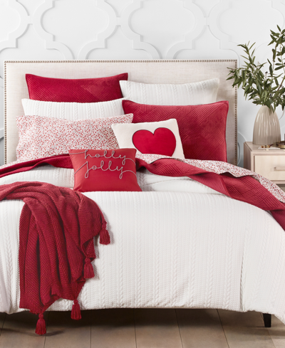CHARTER CLUB DAMASK DESIGNS CABLE KNIT 3-PC. COMFORTER SET, FULL/QUEEN, CREATED FOR MACY'S