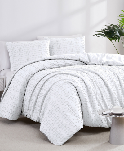 Southshore Fine Linens Dhara 3 Piece Textured Duvet Cover And Sham Set, Full/queen In White