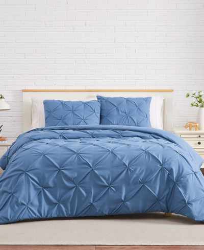 Southshore Fine Linens Pintuck 3 Piece Duvet Cover And Sham Set, King/california King In Coronet Blue