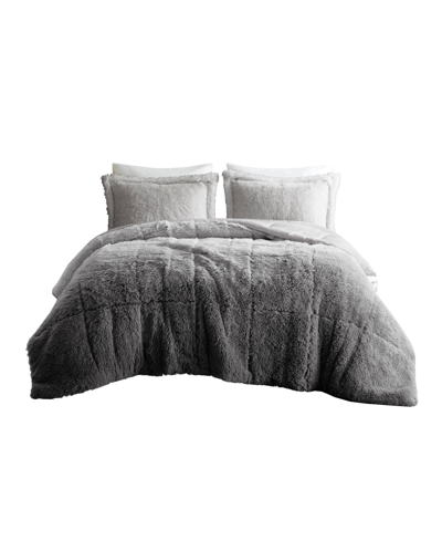 Intelligent Design Brielle Ombre Shaggy Faux Fur 3-pc. Comforter Set, King/california King In Gray
