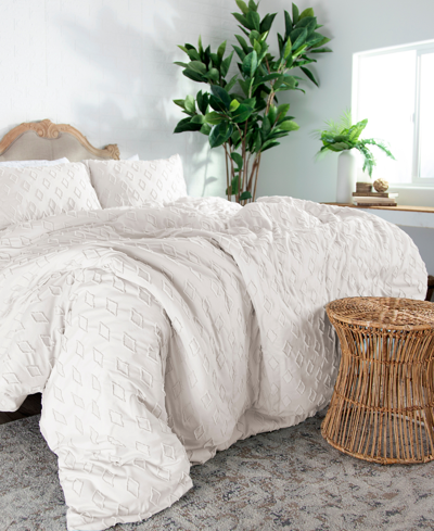Southshore Fine Linens Gemma 2 Piece Textured Duvet Cover Set, Twin/twin Xl In Bone
