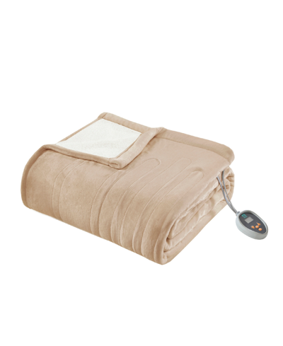 Sleep Philosophy True North By  Ultra-soft Electric Reversible Plush To Berber Blanket, Twin Bedding In Tan