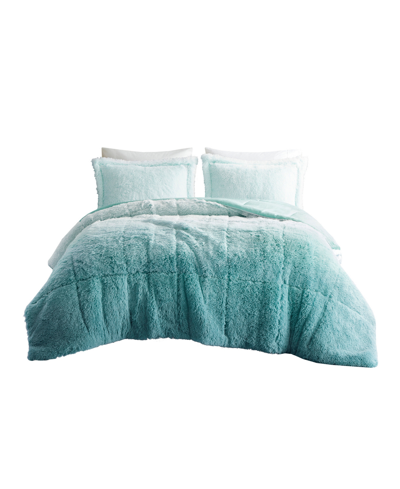 Intelligent Design Brielle Ombre Shaggy Faux Fur 3-pc. Comforter Set, King/california King In Blue