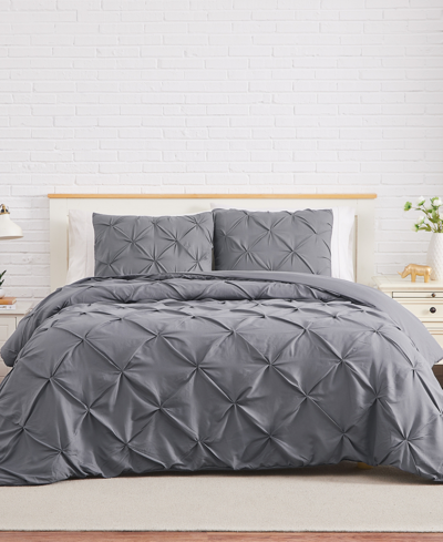 Southshore Fine Linens Pintuck 2 Piece Duvet Cover And Sham Set, Twin/twin Xl In Slate