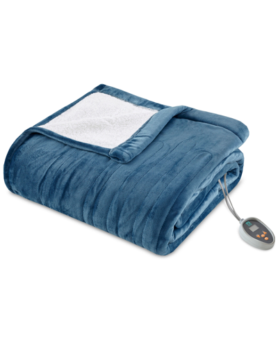 Sleep Philosophy True North By  Ultra-soft Electric Reversible Plush To Berber Blanket, Twin Bedding In Blue
