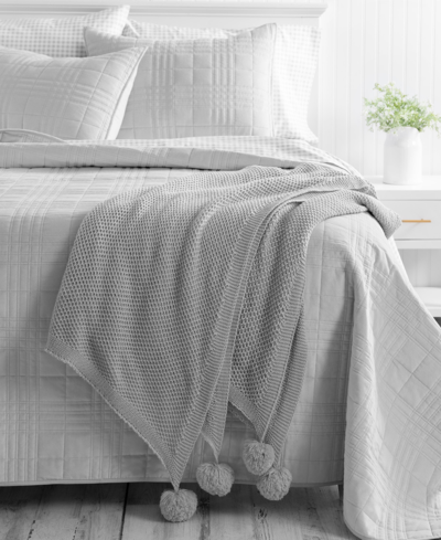 Martha Stewart Collection Collection Pom Pom Solid Throw, 50" X 70" In Gray