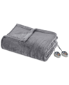 Beautyrest Electric Plush Queen Blanket Bedding In Grey