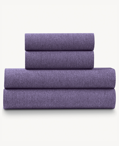 Ella Jayne Soft Heather Jersey Knit 4-piece Sheet Set - King Bedding In Purple
