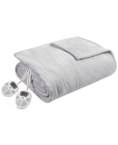 Serta Electric Plush Blanket, Full In Light Grey