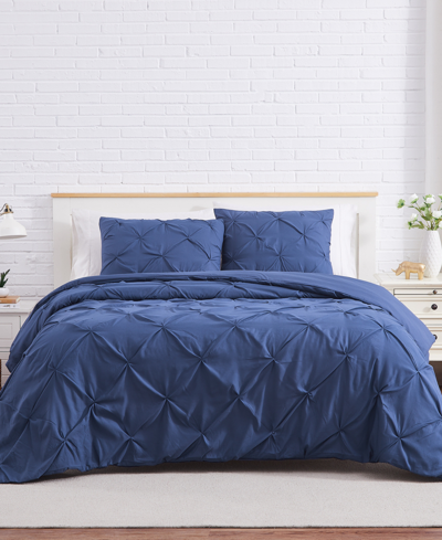 Southshore Fine Linens Pintuck 3 Piece Duvet Cover Set, King/california King In Dark Blue
