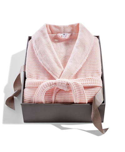 Hotel Collection Cotton Boxed Waffle Textured Bath Robe, Created For Macy's In Airy Pink