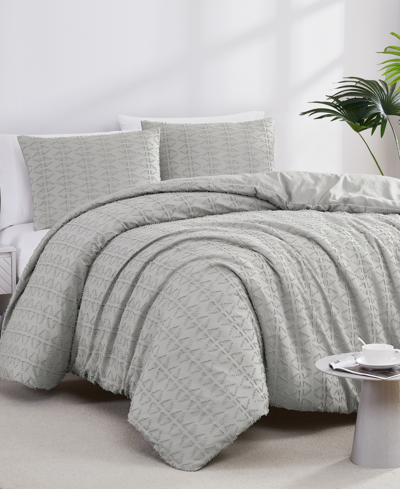 Southshore Fine Linens Dhara 3 Piece Textured Duvet Cover And Sham Set, Full/queen In Steel Gray