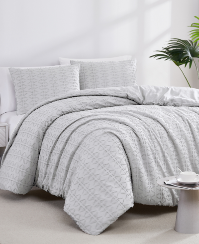Southshore Fine Linens Dhara 3 Piece Textured Duvet Cover And Sham Set, King/california King In Light Gray
