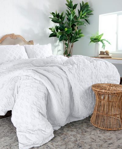 Southshore Fine Linens Gemma 3 Piece Textured Duvet Cover Set, King/california King In White