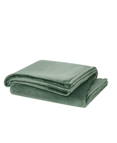 Cannon Solid Plush Blanket, Twin Xlong In Green