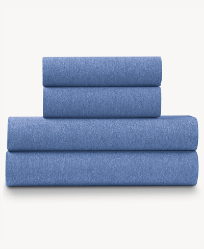 Ella Jayne Soft Heather Jersey Knit 4-piece Sheet Set - King Bedding In Blue