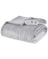 Serta Plush Heated Throw Bedding In Light Grey