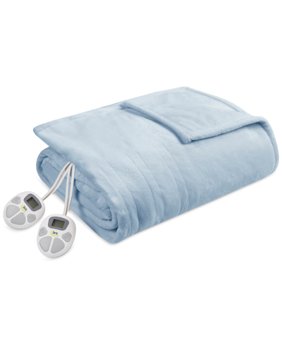 Serta Electric Plush Blanket, Full In Light Blue