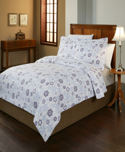 Pointehaven Snowdrop Print Luxury Size Cotton Flannel Duvet Set Full Queen Bedding In Snow Drop