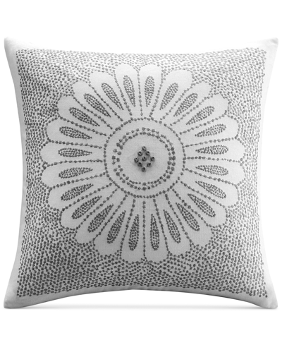 Ink+ivy Sofia Embroidered Square Cotton 20" X 20" Decorative Pillow Bedding In Grey