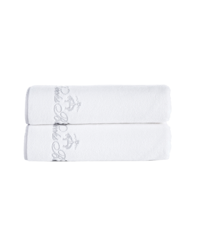 Brooks Brothers Contrast Frame 2 Piece Turkish Cotton Bath Towel Set Bedding In White