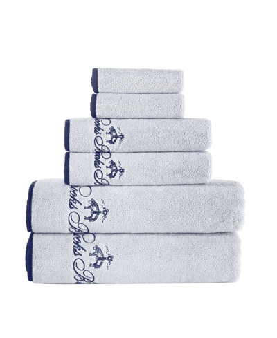 Brooks Brothers Contrast Frame 6 Piece Turkish Cotton Towel Set Bedding In Silver-tone