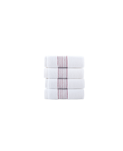 Brooks Brothers Rope Stripe Border 4 Piece Turkish Cotton Wash Towel Set Bedding In Scarlet Sage