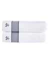 Brooks Brothers Fancy Border 2 Piece Turkish Cotton Bath Sheet Set Bedding In Anthracite