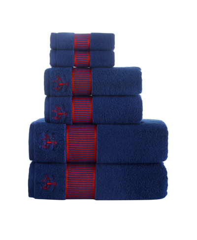 Brooks Brothers Fancy Border 6 Piece Turkish Cotton Towel Set Bedding In Navy