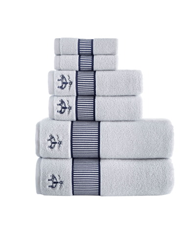 Brooks Brothers Fancy Border 6pc Towel Set In Silver