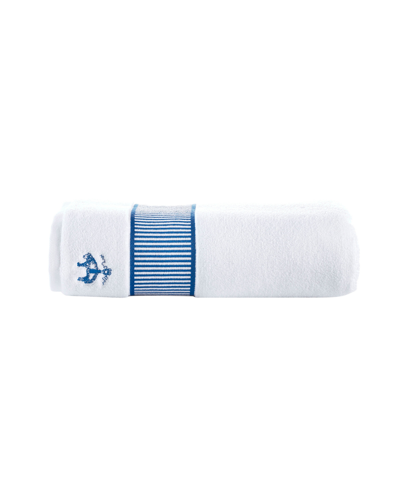 Brooks Brothers Fancy Border 55" X 28" Turkish Cotton Bath Towel Bedding In Royal Blue