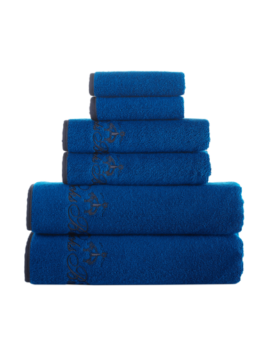 Brooks Brothers Contrast Frame 6 Piece Turkish Cotton Towel Set Bedding In Royal Blue