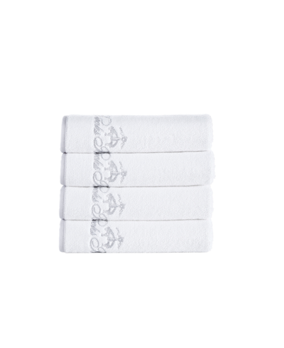 Brooks Brothers Contrast Frame 4 Piece Turkish Cotton Hand Towel Set Bedding In White