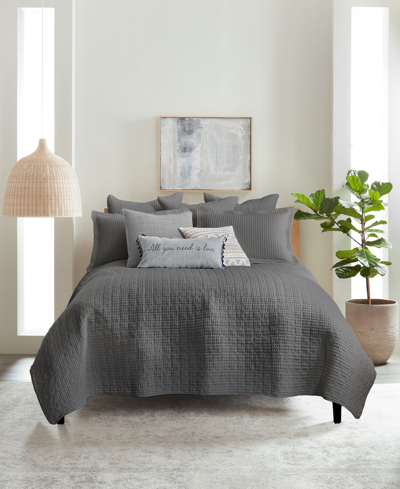 Levtex Mills Waffle Textured 2-pc. Quilt Set, Twin/twin Xl In Charcoal