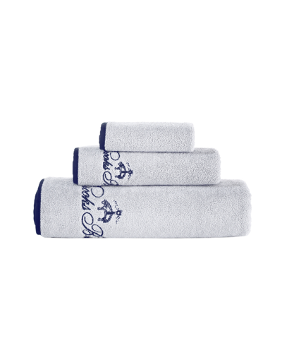 Brooks Brothers Contrast Frame 3 Piece Turkish Cotton Towel Set Bedding In Silver-tone