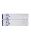 Brooks Brothers Contrast Frame 2 Piece Turkish Cotton Bath Sheet Set Bedding In Silver-tone