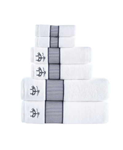 Brooks Brothers Fancy Border 6pc Towel Set In Anthracite