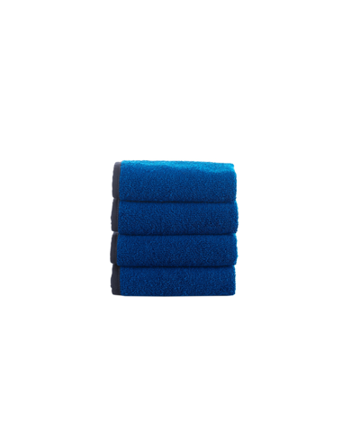 Brooks Brothers Contrast Frame 4 Piece Turkish Cotton Wash Towel Set Bedding In Royal Blue