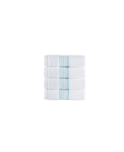 Brooks Brothers Rope Stripe Border 4 Piece Turkish Cotton Wash Towel Set Bedding In Sea Glass