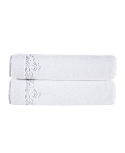 Brooks Brothers Contrast Frame 2 Piece Turkish Cotton Bath Sheet Set Bedding In White