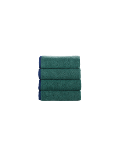Brooks Brothers Contrast Frame 4 Piece Turkish Cotton Wash Towel Set Bedding In Deep Jungle